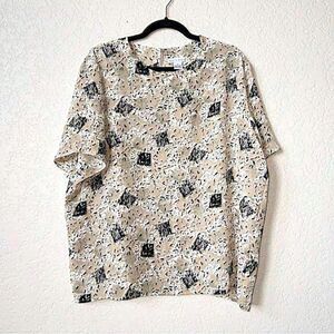 Vintage Ship ‘N Shore‎ Tan Patterned Blouse Size 18